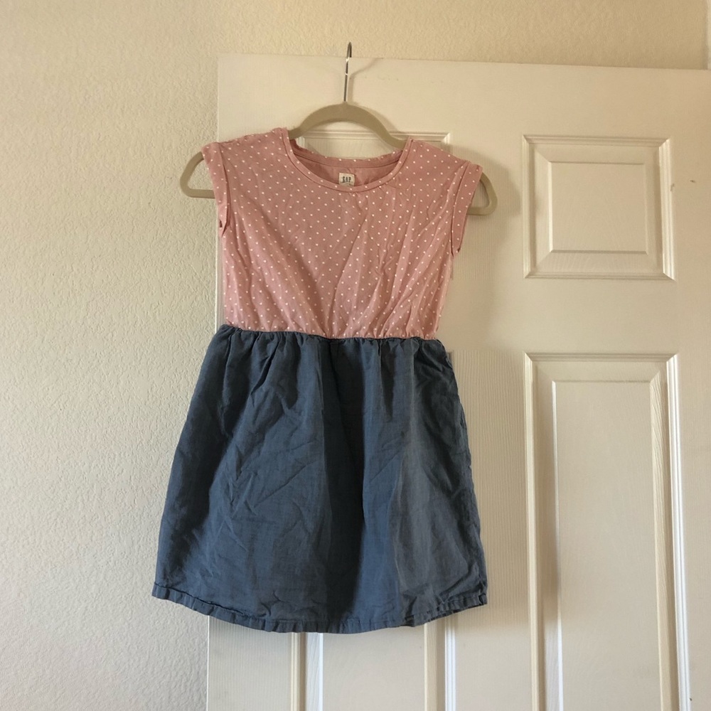 Gap kids polka dot chambray dress size medium